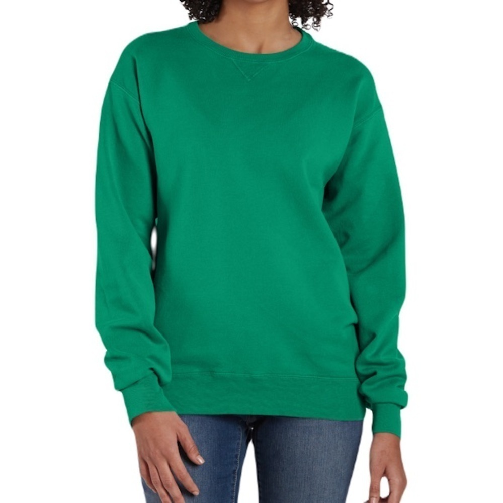 New Hanes EcoSmart Kelly Green Crewneck Sweatshirt 1X Cotton Blend Pullover - Picture 2 of 9